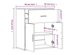 Aparador buffet cómoda mueble mueble de almacenaje organizador cocina salón salón 60 x 31 x 70 cm madera contrachapada gris 02_0031964