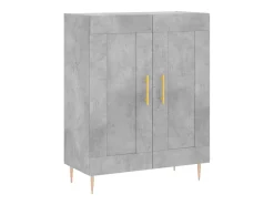 Aparador buffet cómoda mueble mueble de almacenamiento organizador cocina salón salón alto 69,5 x 34 x 180 cm madera contrachapada gris 02_0034681