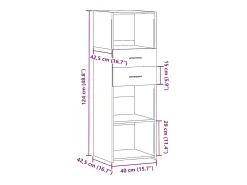 Aparador buffet cómoda mueble mueble de almacenaje organizador cocina salón salón alto 40 x 42,5 x 124 cm madera contrachapada marrón 02_0033356
