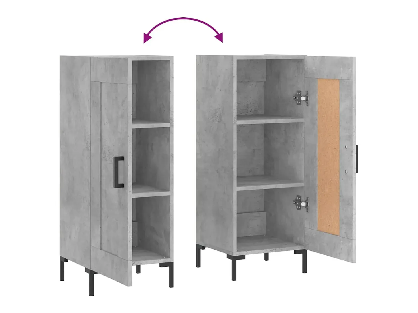 Aparador buffet cómoda mueble mueble de almacenaje organizador cocina salón salón 34,5 x 34 x 90 cm madera contrachapada gris 02_0031878