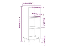 Aparador buffet cómoda mueble mueble de almacenaje organizador cocina salón salón 34,5 x 32,5 x 90 cm madera contrachapada gris 02_0031867