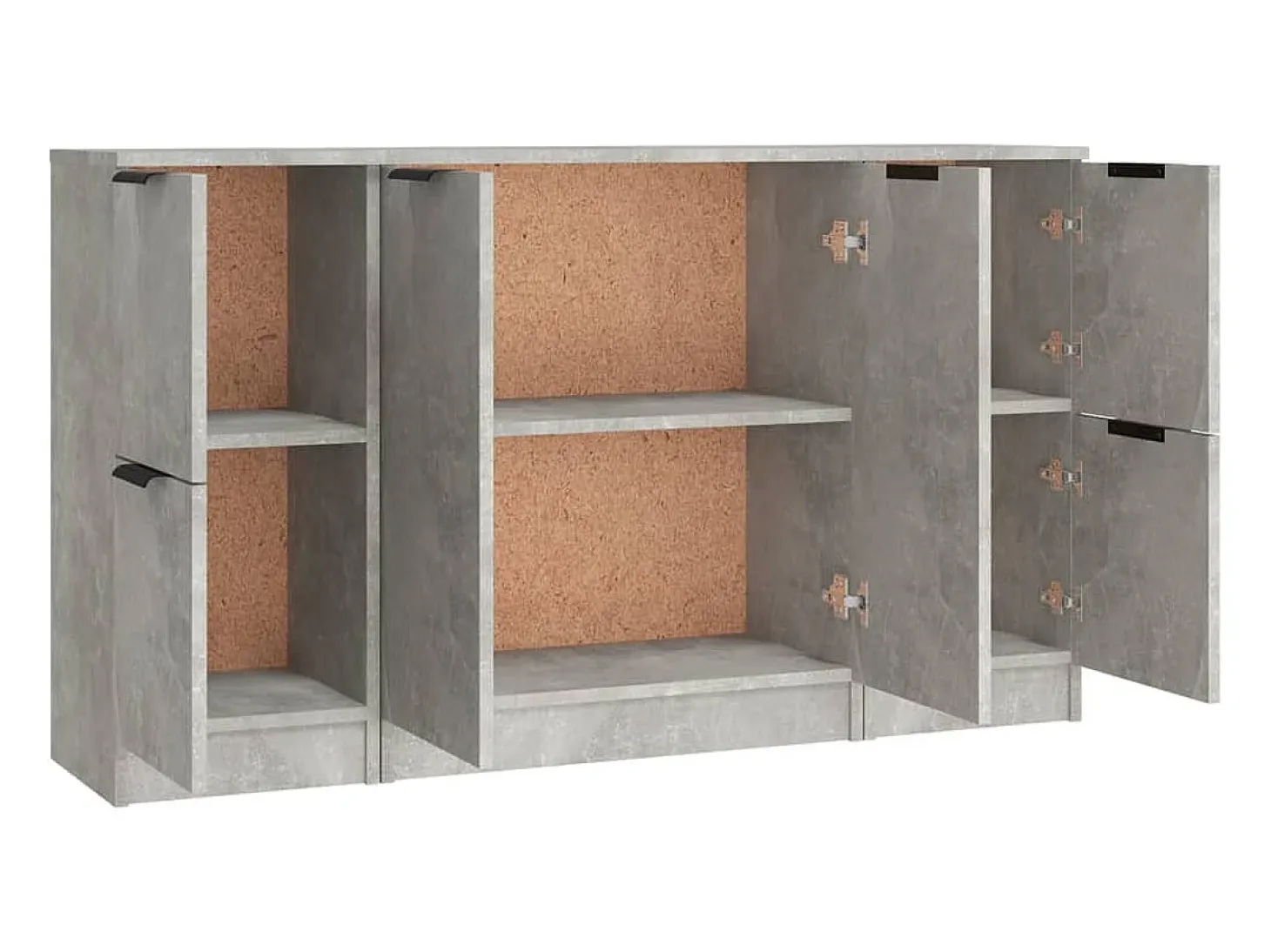 Aparador buffet cómoda mueble unidad de almacenamiento organizador cocina salón salón 3 piezas madera contrachapada gris 02_0037137