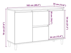 Aparador buffet cómoda mueble mueble de almacenaje organizador cocina salón salón madera vieja 102 x 35 x 70 cm madera contrachapada marrón 02_0036597