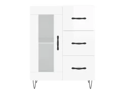 Aparador buffet cómoda mueble mueble de almacenaje organizador cocina salón brillante 69,5 x 34 x 90 cm madera contrachapada blanco 02_0030695