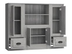 Aparador buffet cómoda mueble unidad de almacenamiento organizador cocina salón salón 3 piezas madera contrachapada Sonoma gris 02_0037177