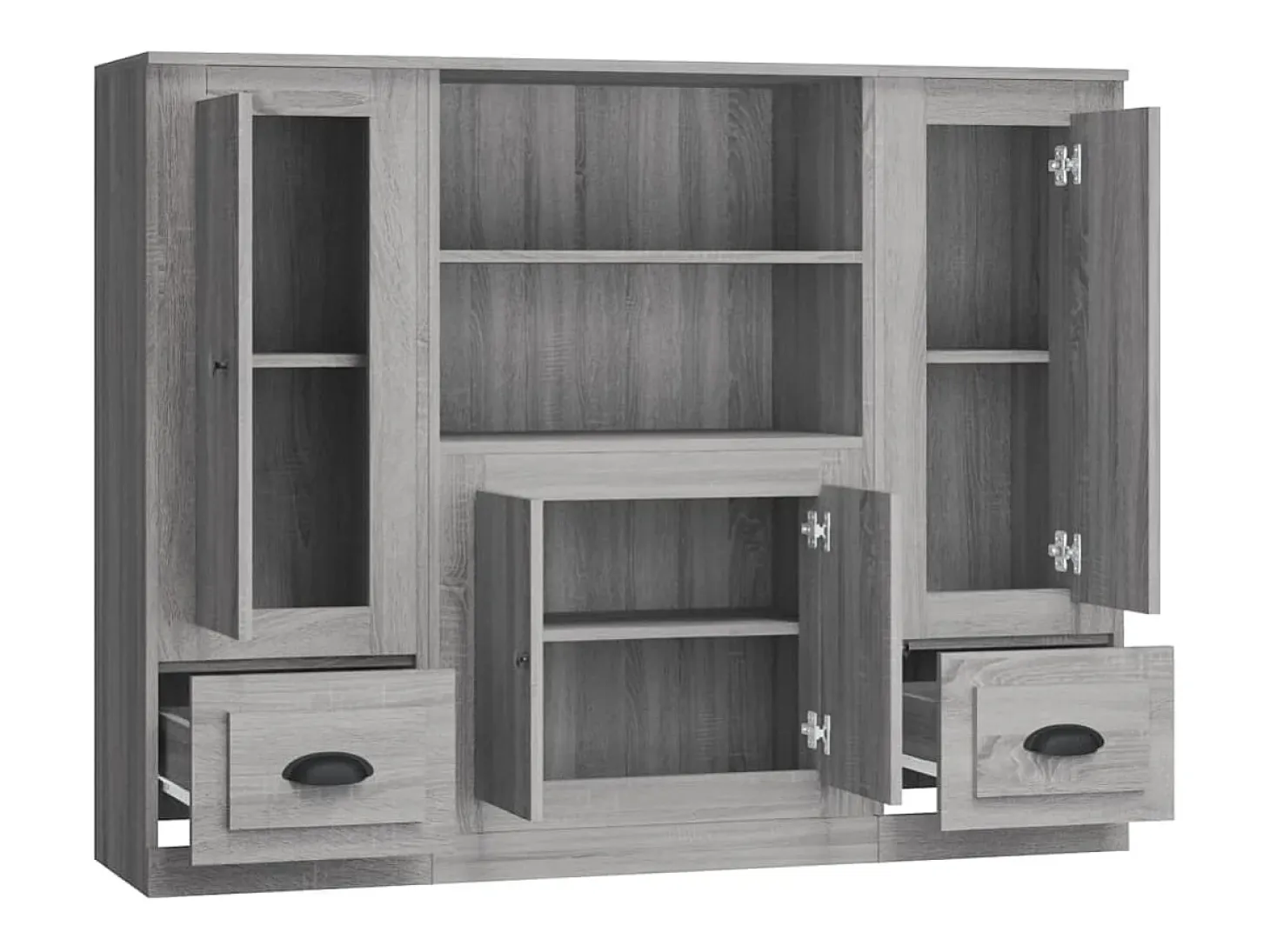 Aparador buffet cómoda mueble unidad de almacenamiento organizador cocina salón salón 3 piezas madera contrachapada Sonoma gris 02_0037177