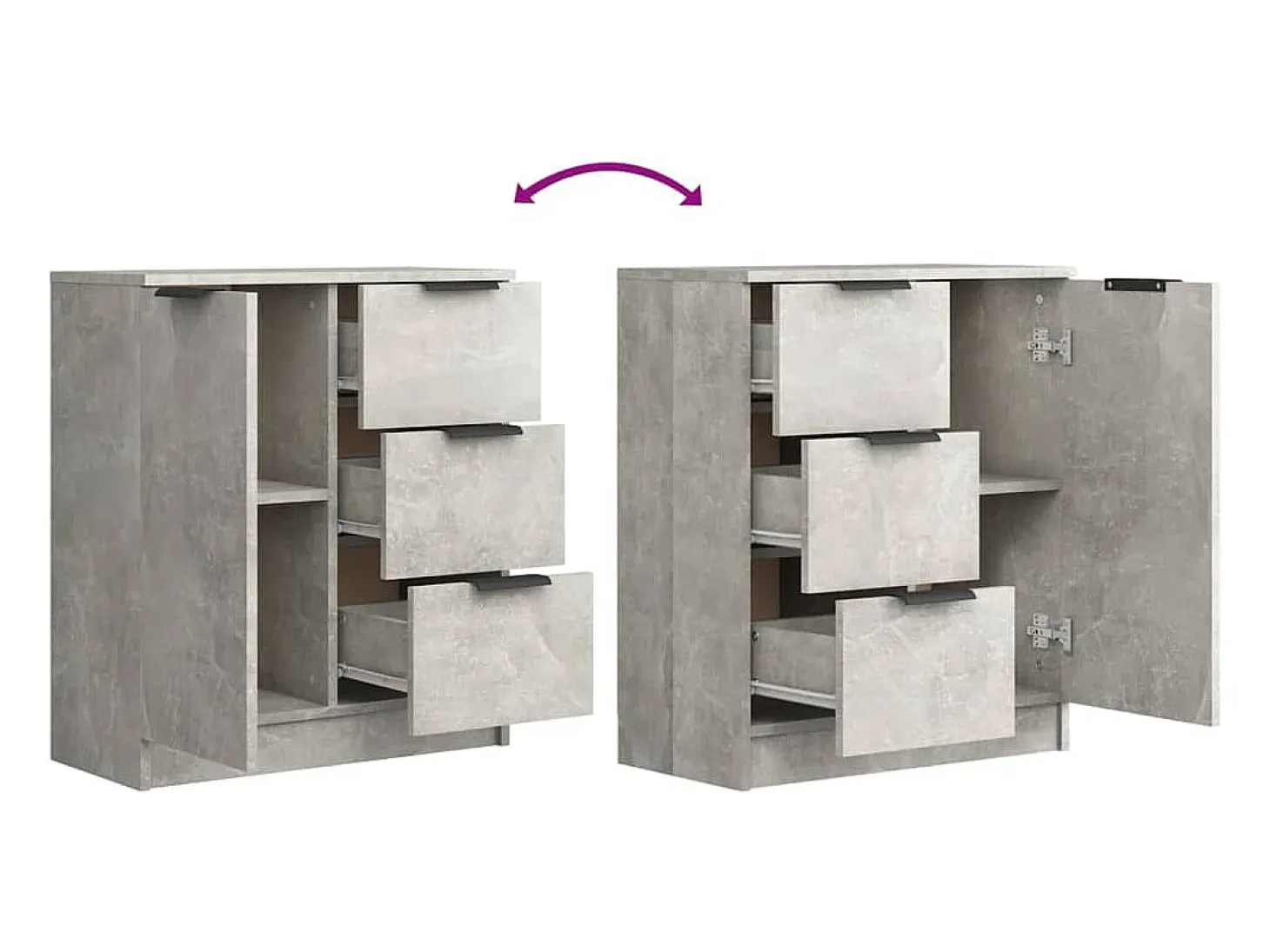 Aparador buffet cómoda mueble mueble de almacenaje organizador cocina salón salón 60 x 30 x 70 cm madera contrachapada gris 02_0031956