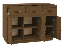 Aparador buffet cómoda mueble almacenaje organizador cocina salón salón 100 x 40 x 75 cm madera maciza de pino marrón 02_0035729