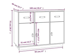 Aparador buffet cómoda mueble almacenaje organizador cocina salón salón 100 x 40 x 75 cm madera maciza de pino marrón 02_0035729