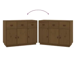 Aparador buffet cómoda mueble almacenaje organizador cocina salón salón 100 x 40 x 75 cm madera maciza de pino marrón 02_0035729