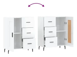 Aparador buffet cómoda mueble mueble de almacenaje organizador cocina salón brillante 69,5 x 34 x 90 cm madera contrachapada blanco 02_0030724