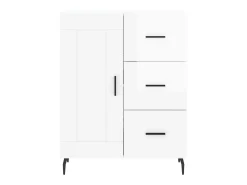 Aparador buffet cómoda mueble mueble de almacenaje organizador cocina salón brillante 69,5 x 34 x 90 cm madera contrachapada blanco 02_0030724