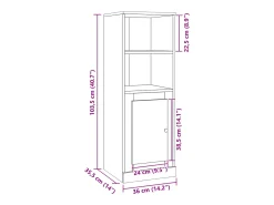 Aparador buffet cómoda mueble mueble de almacenamiento organizador cocina salón salón alta artesanía 36 x 35,5 x 103,5 cm madera contrachapada marrón 02_0033162