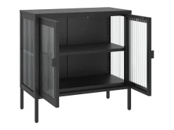 Aparador buffet cómoda mueble almacenaje organizador cocina salón salón 70 x 35 x 70 cm cristal y acero negro 02_0036107