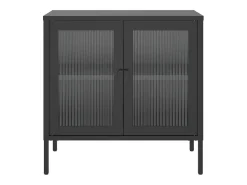 Aparador buffet cómoda mueble almacenaje organizador cocina salón salón 70 x 35 x 70 cm cristal y acero negro 02_0036107