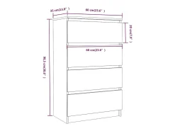 Aparador buffet cómoda mueble mueble de almacenaje organizador cocina salón salón 60 x 35 x 98,5 cm madera contrachapada marrón 02_0031312