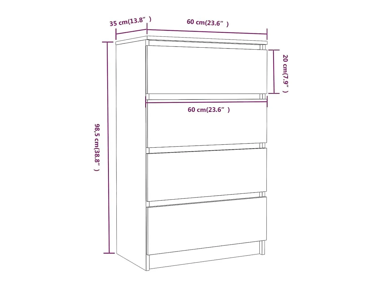 Aparador buffet cómoda mueble mueble de almacenaje organizador cocina salón salón 60 x 35 x 98,5 cm madera contrachapada marrón 02_0031312