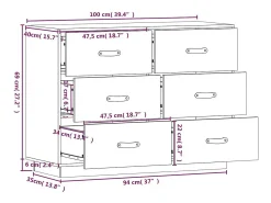 Aparador buffet cómoda mueble almacenaje organizador cocina salón salón 100 x 40 x 75 cm madera maciza de pino marrón 02_0035730