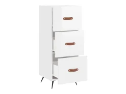 Aparador buffet cómoda mueble mueble de almacenaje organizador cocina salón brillante 34,5 x 34 x 90 cm madera contrachapada blanco 02_0030597
