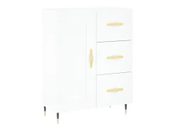 Aparador buffet cómoda mueble mueble de almacenamiento organizador cocina salón salón alto 69,5 x 34 x 180 cm madera contrachapada blanco 02_0032619