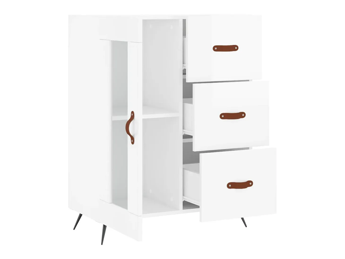 Aparador buffet cómoda mueble mueble de almacenaje organizador cocina salón brillante 69,5 x 34 x 90 cm madera contrachapada blanco 02_0030729