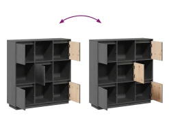 Aparador buffet cómoda mueble almacenaje organizador cocina salón salón 110,5 x 35 x 117 cm madera maciza de pino gris 02_0031773