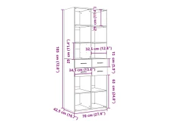Aparador buffet cómoda mueble mueble de almacenaje organizador cocina salón salón alto 70 x 42,5 x 185 cm madera contrachapada marrón 02_0033557