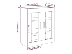 Aparador buffet cómoda mueble mueble de almacenamiento organizador cocina salón salón 69,5 x 34 x 90 cm madera contrachapada blanco 02_0030426