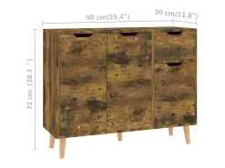 Aparador buffet cómoda mueble almacenaje organizador cocina salón salón 90 x 30 x 72 cm madera contrachapada marrón 02_0031121