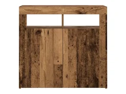Aparador buffet cómoda mueble contenedor organizador cocina salón salón y luces LED madera vieja 80 x 35 x 75 cm madera contrachapada Madera vieja 02_0031754