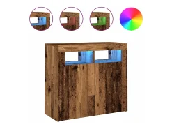 Aparador buffet cómoda mueble contenedor organizador cocina salón salón y luces LED madera vieja 80 x 35 x 75 cm madera contrachapada Madera vieja 02_0031754