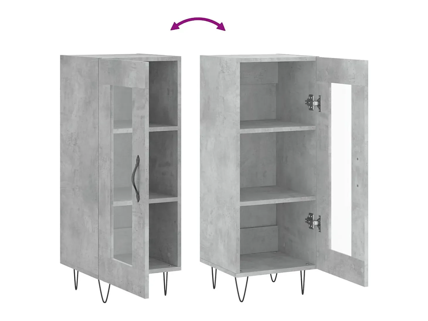 Aparador buffet cómoda mueble mueble de almacenaje organizador cocina salón salón 34,5 x 34 x 90 cm madera contrachapada gris 02_0031906