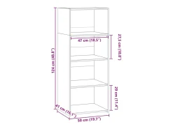 Aparador buffet cómoda mueble almacenaje organizador cocina salón salón alto Sonoma 50 x 41 x 124 cm madera contrachapada marrón 02_0034068