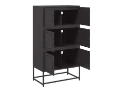 Aparador buffet cómoda mueble mueble de almacenamiento organizador cocina salón salón 68,5 x 38,5 x 123,5 cm acero negro 02_0036017