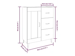 Aparador buffet cómoda mueble mueble de almacenaje organizador cocina salón salón 69,5 x 34 x 90 cm madera contrachapada blanco 02_0030424