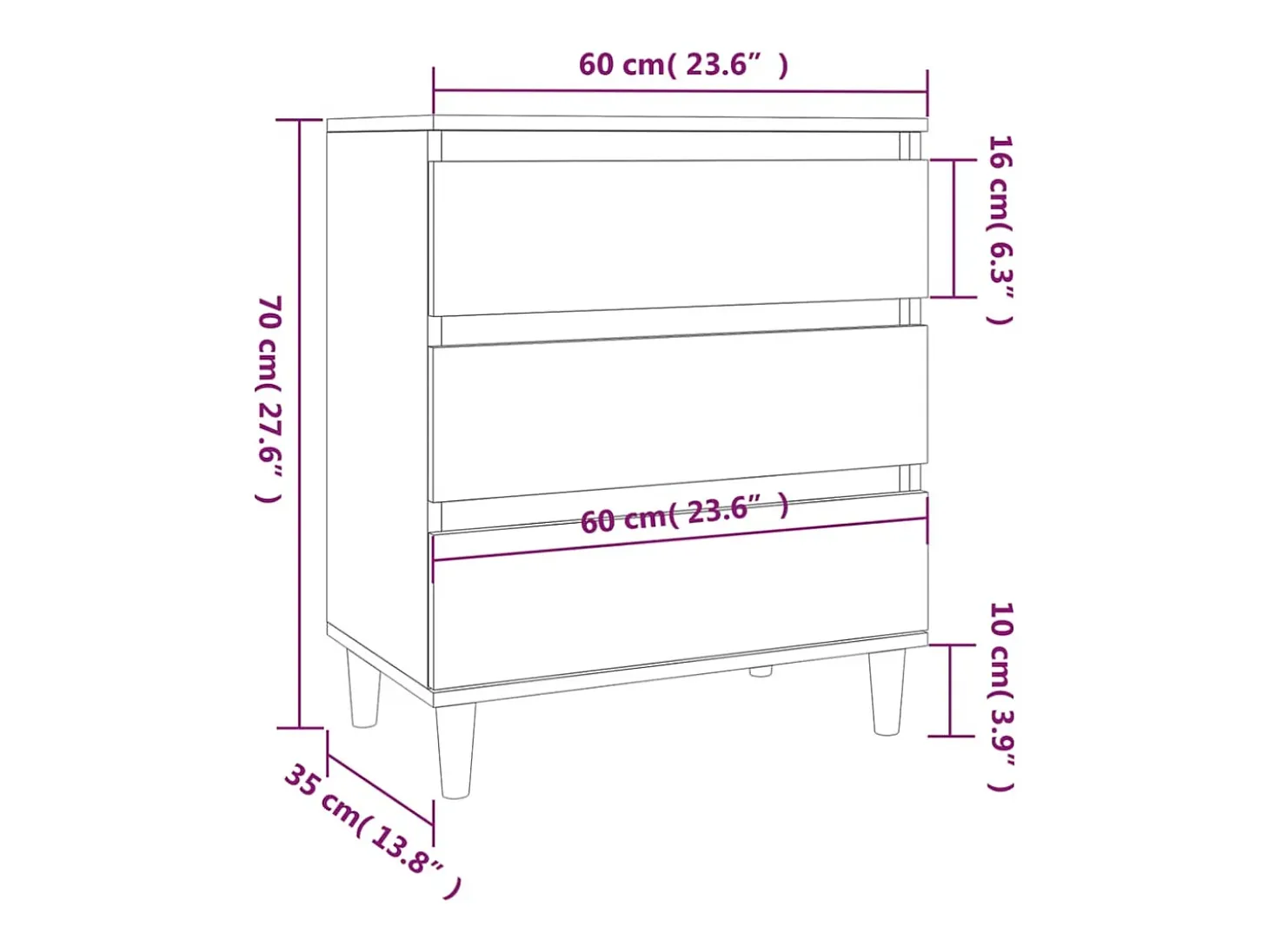 Aparador buffet cómoda mueble almacenaje organizador cocina salón salón 60 x 35 x 70 cm madera contrachapada negra 02_0035986