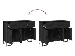 Aparador buffet cómoda mueble mueble de almacenamiento organizador cocina salón salón 97 x 32,5 x 74,5 cm madera contrachapada negra 02_0036158
