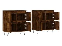 Aparador buffet cómoda mueble almacenaje organizador cocina salón salón juego de 2 madera contrachapada marrón 02_0036760