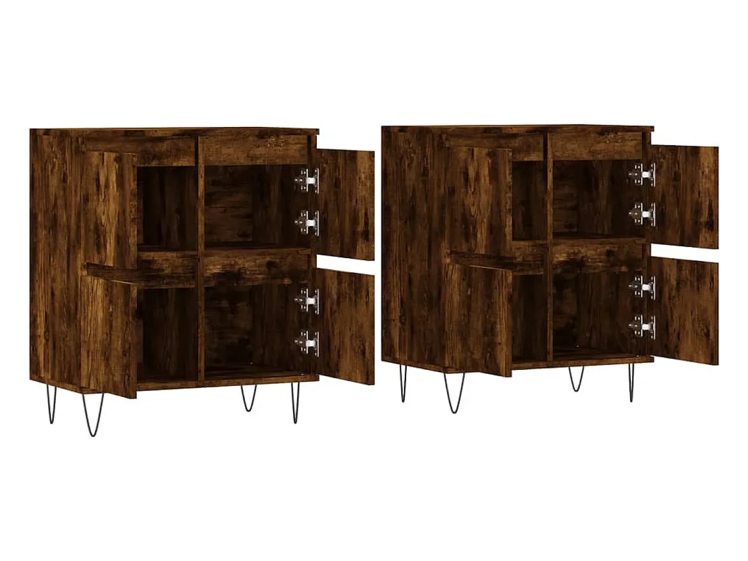 Aparador buffet cómoda mueble almacenaje organizador cocina salón salón juego de 2 madera contrachapada marrón 02_0036760