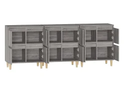 Aparador buffet cómoda mueble unidad de almacenamiento organizador cocina salón salón 3 piezas sonoma 60 x 35 x 70 cm madera contrachapada gris 02_0037170