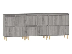 Aparador buffet cómoda mueble unidad de almacenamiento organizador cocina salón salón 3 piezas sonoma 60 x 35 x 70 cm madera contrachapada gris 02_0037170