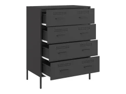Aparador buffet cómoda mueble almacenaje organizador cocina salón salón 68 x 39 x 89 cm acero negro 02_0036022