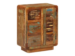 Aparador buffet cómoda mueble mueble organizador cocina salón salón con 3 cajones 55 x 30 x 70 cm madera maciza reciclada multicolor 02_0029736