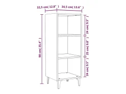 Aparador buffet cómoda mueble mueble de almacenaje organizador cocina salón salón 34,5 x 32,5 x 90 cm madera contrachapada marrón 02_0031188