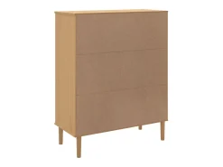 Aparador buffet cómoda mueble mueble de almacenaje organizador cocina salón salón aspecto ratán 90 x 40 x 112 cm madera maciza de pino marrón 02_0036234