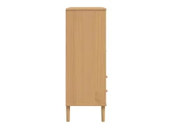 Aparador buffet cómoda mueble mueble de almacenaje organizador cocina salón salón aspecto ratán 90 x 40 x 112 cm madera maciza de pino marrón 02_0036234