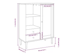 Aparador buffet cómoda mueble mueble de almacenaje organizador cocina salón salón aspecto ratán 90 x 40 x 112 cm madera maciza de pino marrón 02_0036234
