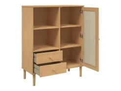 Aparador buffet cómoda mueble mueble de almacenaje organizador cocina salón salón aspecto ratán 90 x 40 x 112 cm madera maciza de pino marrón 02_0036234