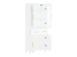 Aparador buffet cómoda mueble mueble de almacenaje organizador cocina salón salón alto 69,5 x 34 x 180 cm madera contrachapada blanco 02_0032689