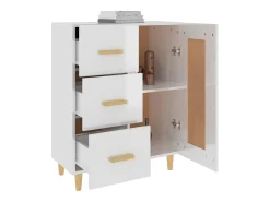 Aparador buffet cómoda mueble almacenaje organizador cocina salón brillante 69,5 x 34 x 90 cm madera contrachapada blanco 02_0030744